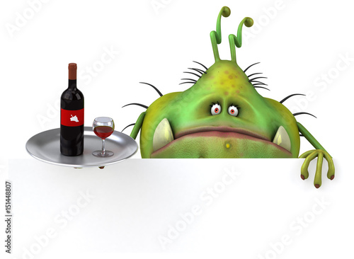 green monster serving wine on tray clip art preview