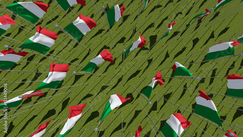 Flag of Italy in the Wind.
Waving flags of countries against the clear blue sky.  photo