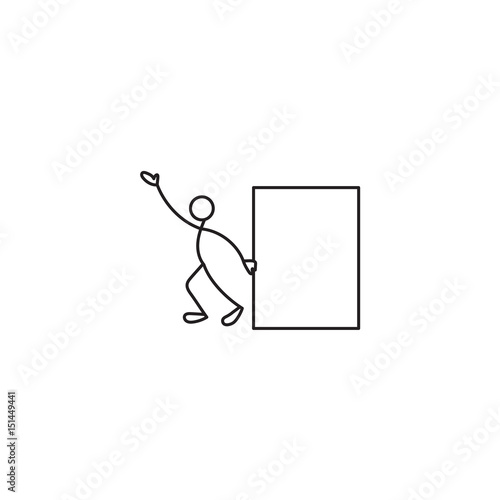 Cartoon icon of sketch stick business figure in cute miniature scenes.
