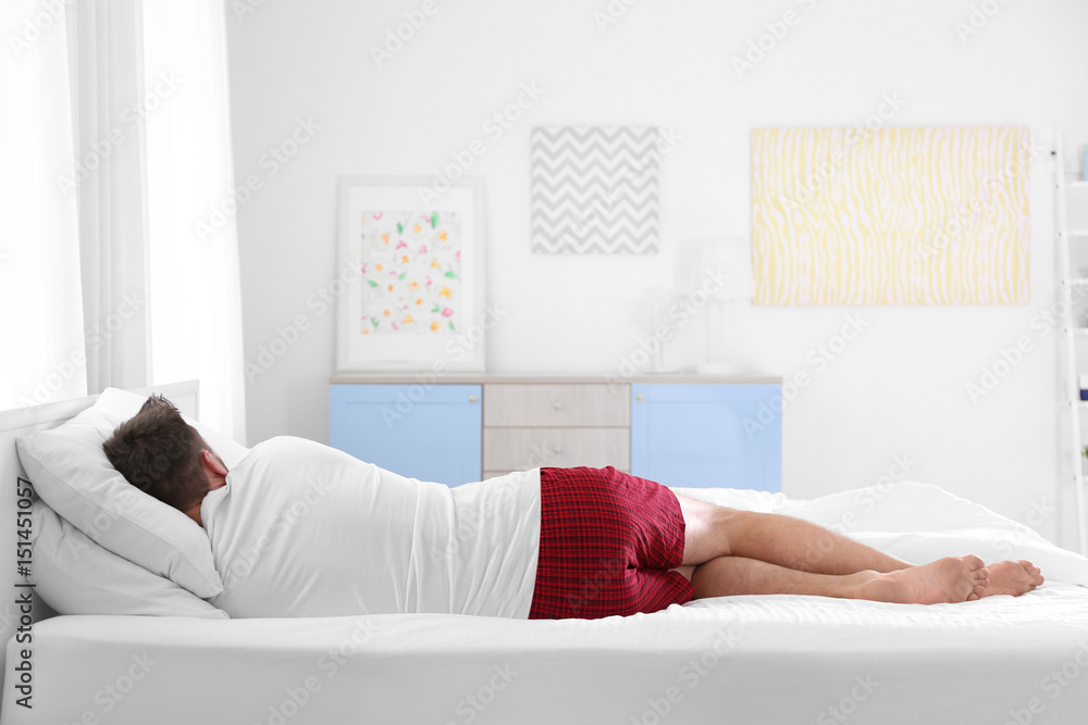 Man Sleeping with Pillow between Legs Stock Photo - Image of bedding,  prevent: 245556014