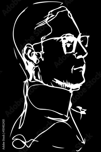 vector clipart adult man with glasses in profile