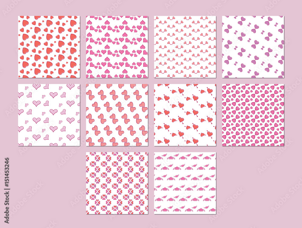 Vector icon set for various heart shape patterns Vector icon set for various heart shape patterns