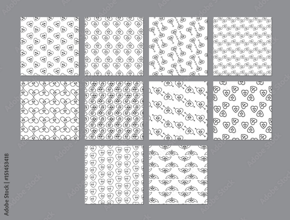 Vector set for various heart shape patterns Vector set for various heart shape patterns