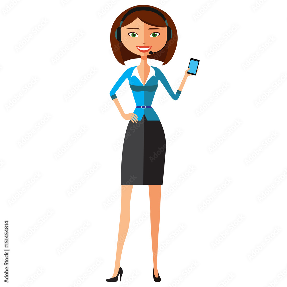 Woman operator avatar customer call center concept Woman operator avatar customer call center concept
