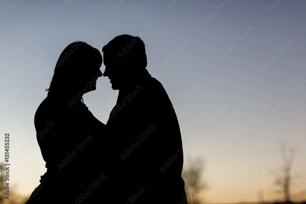 Silhoutte of couple at blue hour