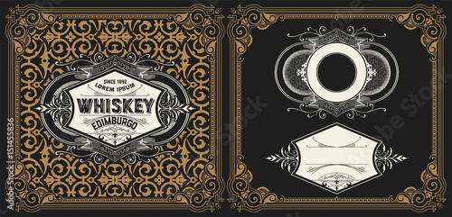Liquor label with design elements