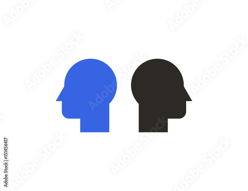 Flat vector male profile head silhouette