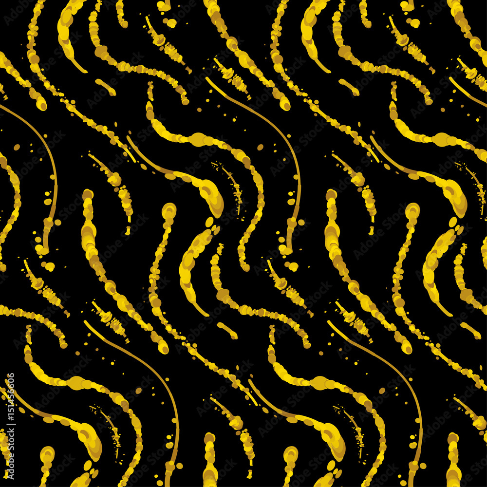 Seamless halftone gold pattern. Abstract vector colored round dots background. Halftone metal particles
