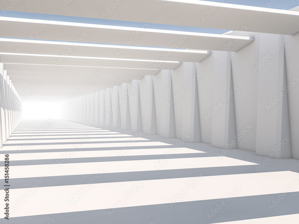 Obraz premium Abstract modern architecture background, empty white open space interior. 3D rendering