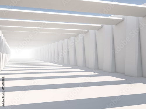 Abstract modern architecture background, empty white open space interior. 3D rendering