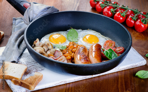 English breakfast in pan