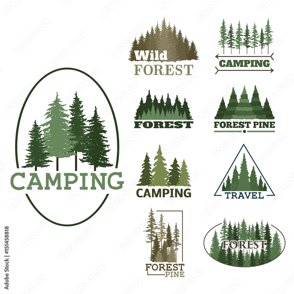 Tree outdoor travel green silhouette forest badge coniferous natural logo badge tops pine spruce vector. Tree outdoor travel green silhouette forest badge coniferous natural logo badge tops pine spruce vector.