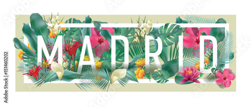 vector floral framed typographic MADRID city artwork