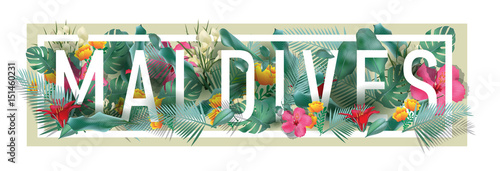 vector floral framed typographic MALDIVES city artwork