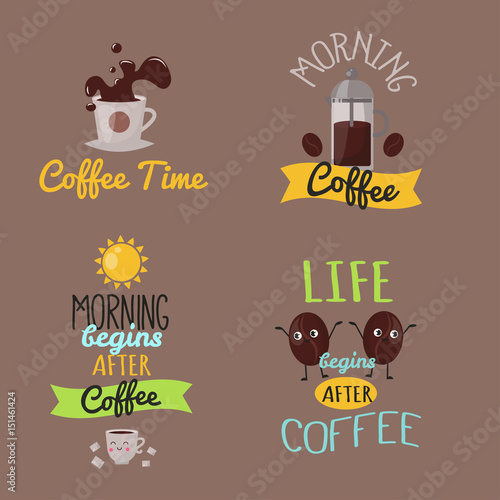 Coffee badge food design hand drawn calligraphic lettering restaurant sticker...