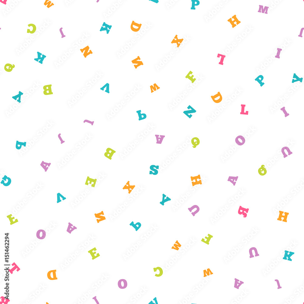 Fototapeta Colorful letter seamless pattern on white background