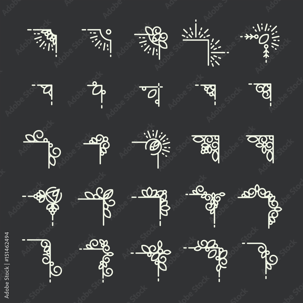 Vector icon set of frame corners