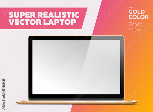 Super Realistic Vector Notebook with Blank Screen.