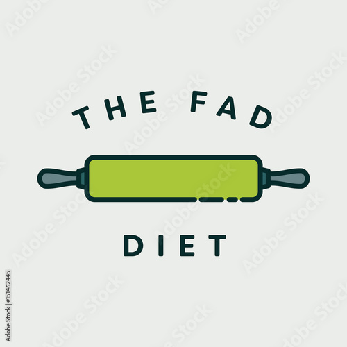 Vector image of rolling pin with text the fad diet