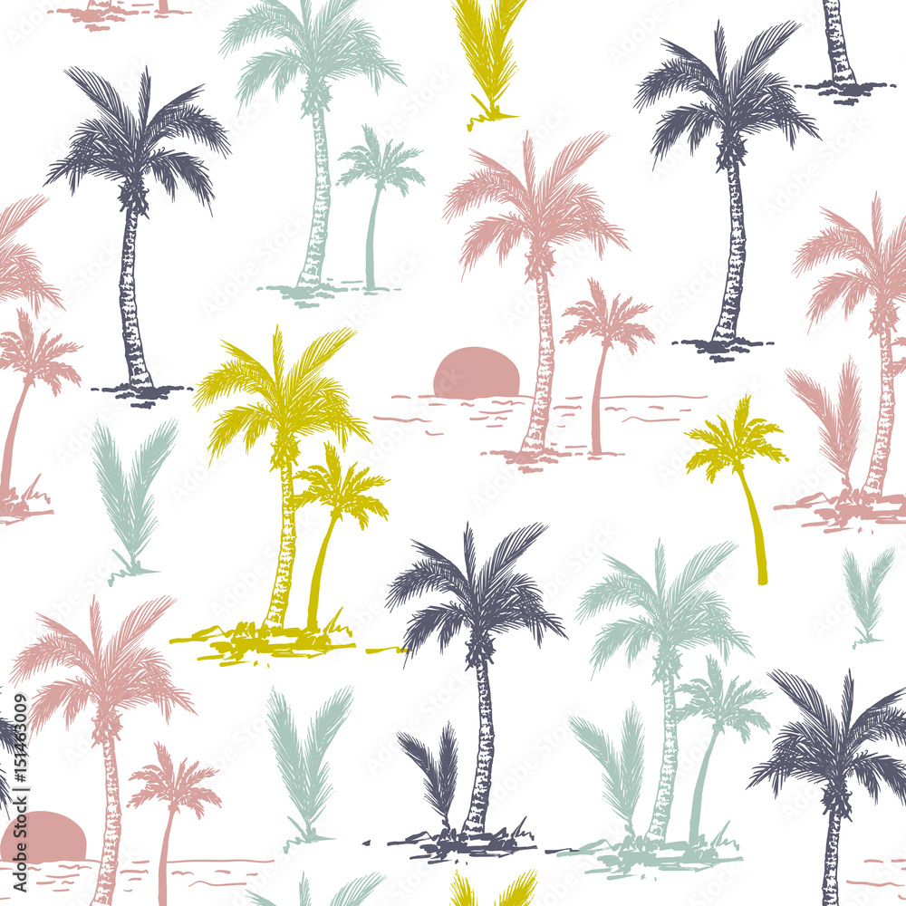 Fototapeta premium Seamless vector pattern with palm trees
