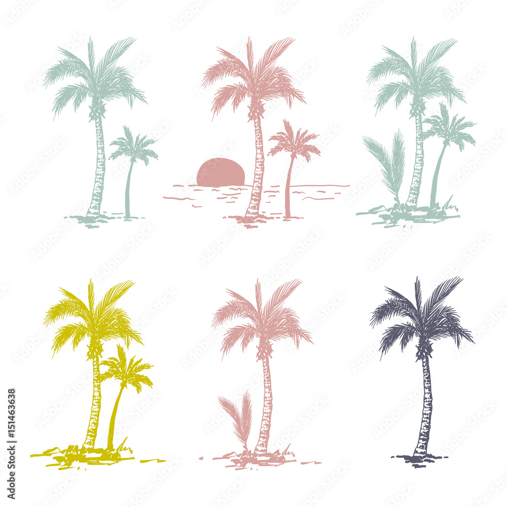 Naklejka premium Hand drawn palm trees