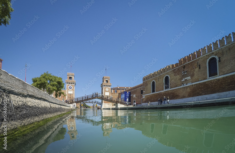 Porta dell' Arsenale from inside the canal.. Venice. Italy
