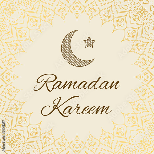 Ramadan Kareem greeting card with half moon and star © Marta Jonina