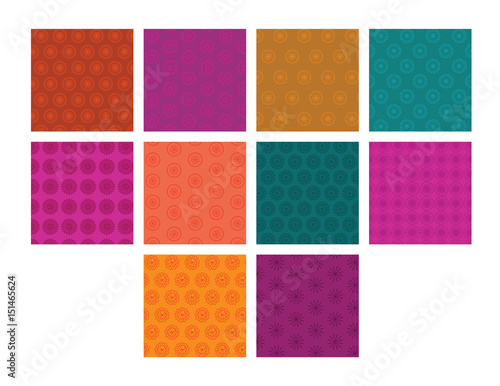 Vector image of floral patterns against white background