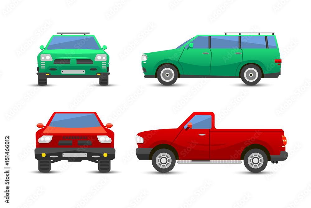 Flat car vehicle type design sign technology style vector generic classic business illustration isolated.