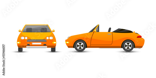 Fototapeta Naklejka Na Ścianę i Meble -  Flat yellow car vehicle type design style vector generic classic business illustration isolated.