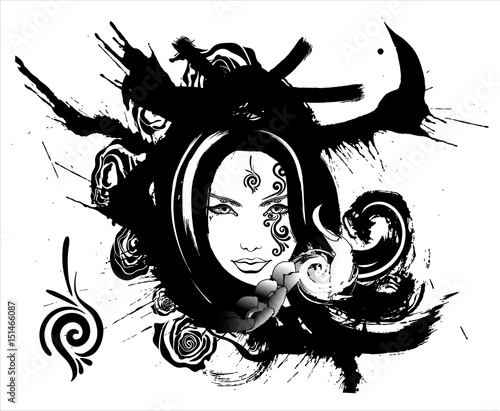 beautiful girl with a sly look, symbolizes the zodiac sign Scorpio