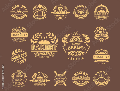 Bakery gold badge icon fashion modern style wheat vector retro food label design element isolated.