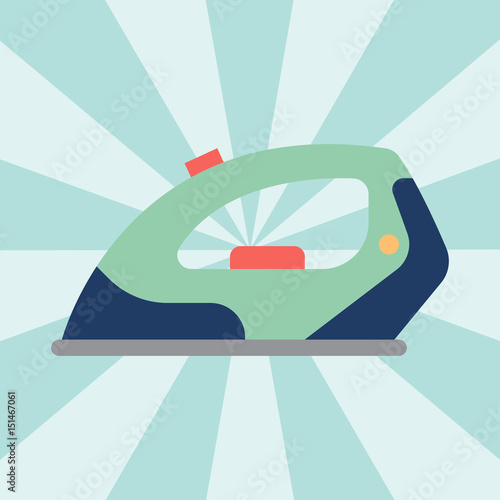 Cheerful cartoon electric iron water tank steam housekeeping metal electrical equipment vector.