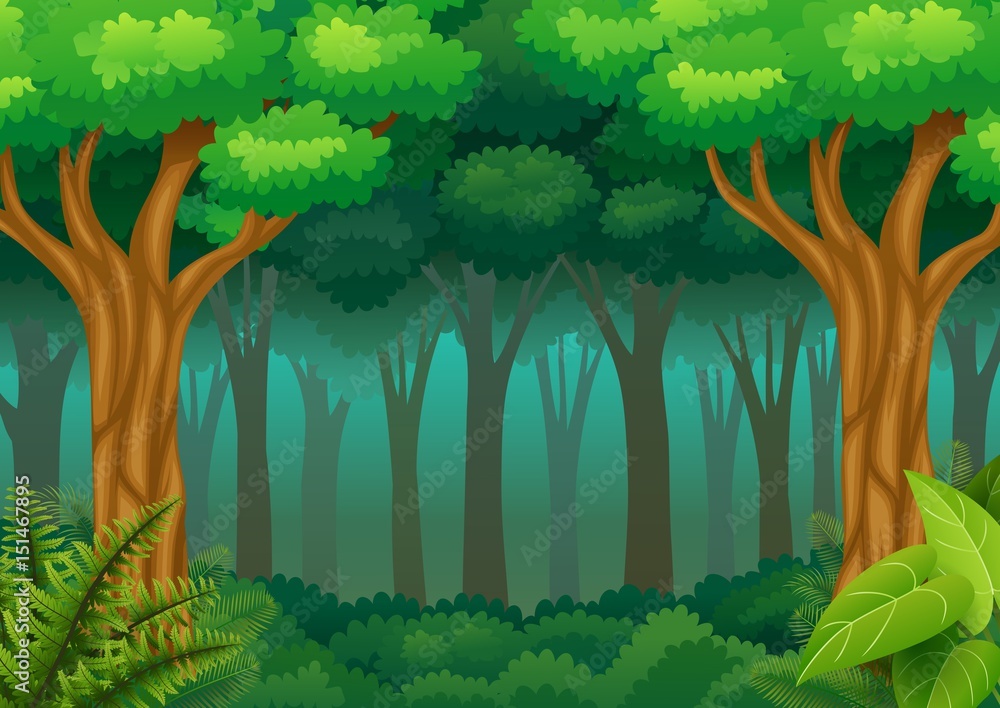 Naklejka premium Tło zielony las