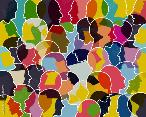 People talking, thinking concept.