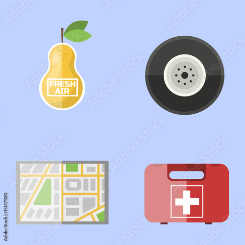 Auto transport motorist icon symbol vehicle equipment service car driver tools vector illustration.