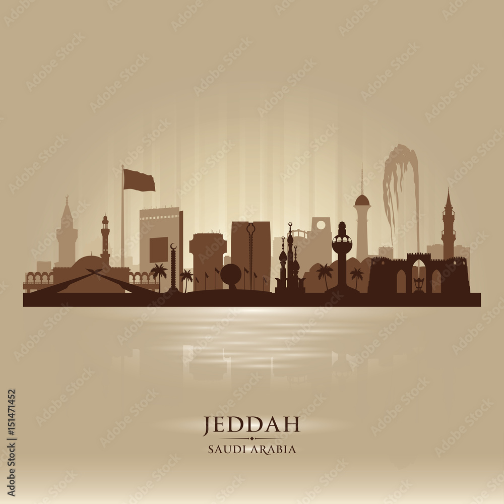 Jeddah Saudi Arabia city skyline vector silhouette