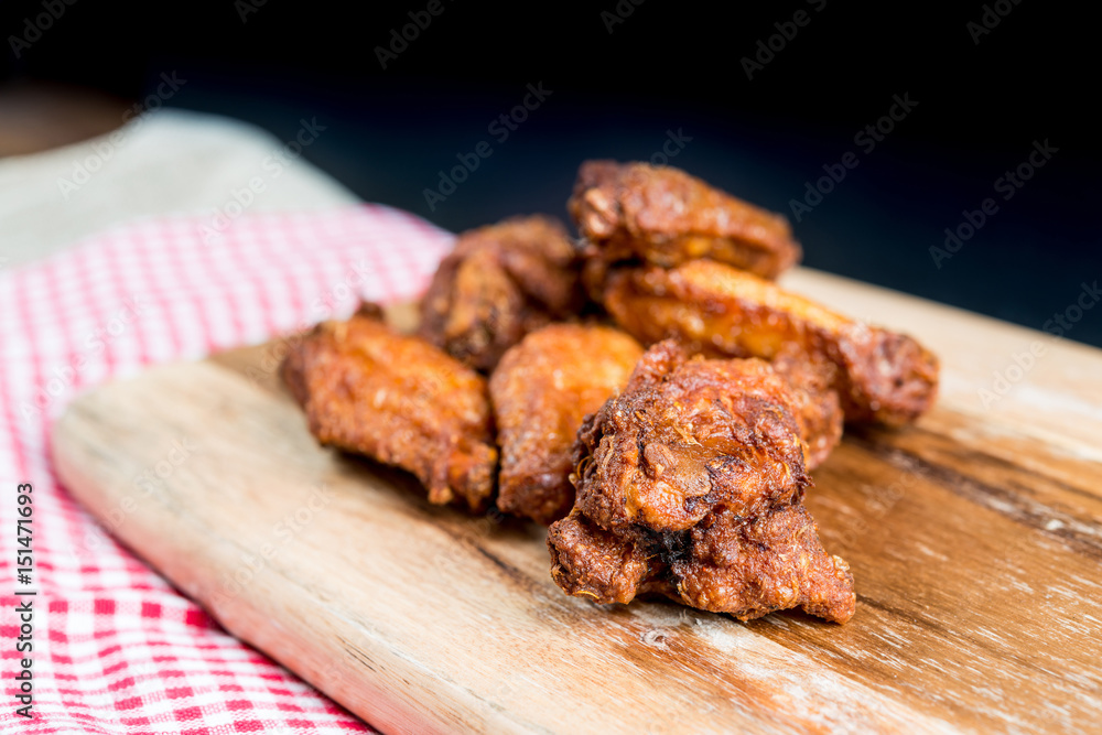 fried chicken wings on table
