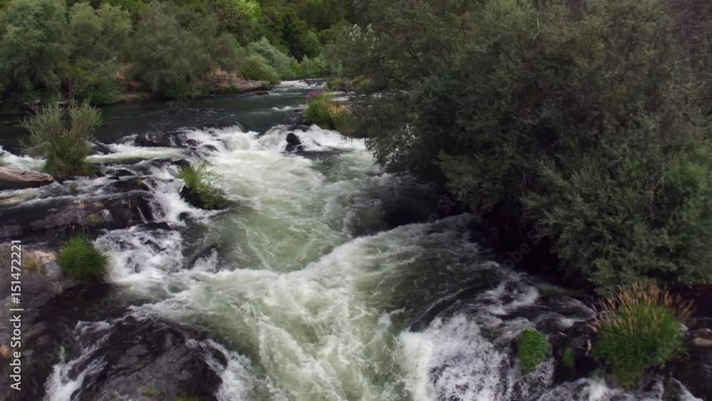 Aerial shot of white water rapids, Rouge River, Oregon, USA Aerial shot of white water rapids, Rouge River, Oregon, USA