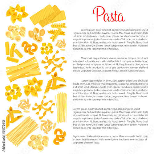 Vector poster of pasta for Italian cuisine photo