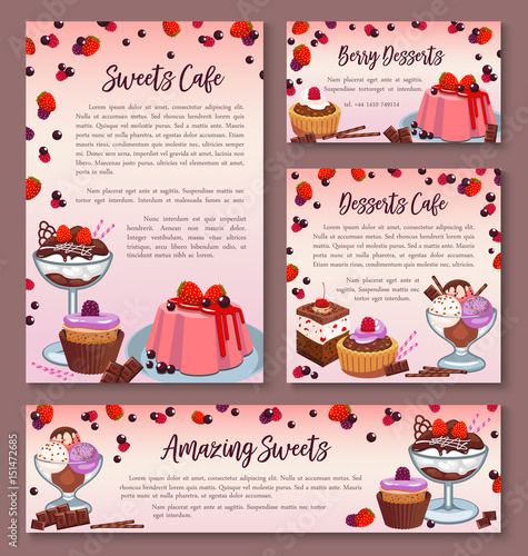 Pastry design templates set of dessert cakes