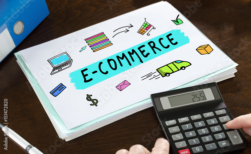 E-commerce concept illustrated on a paper