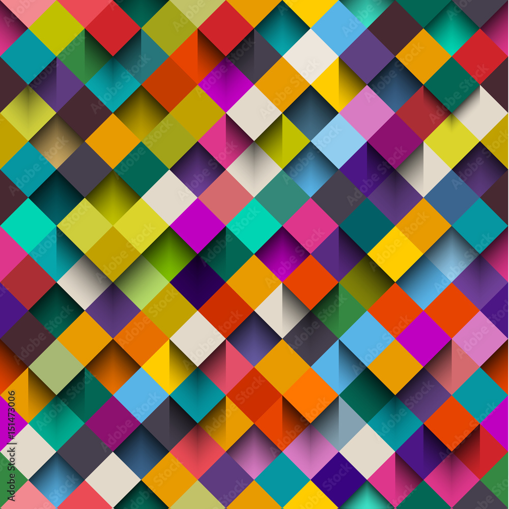 Seamless background pattern with squares and shadows, eps10 vector