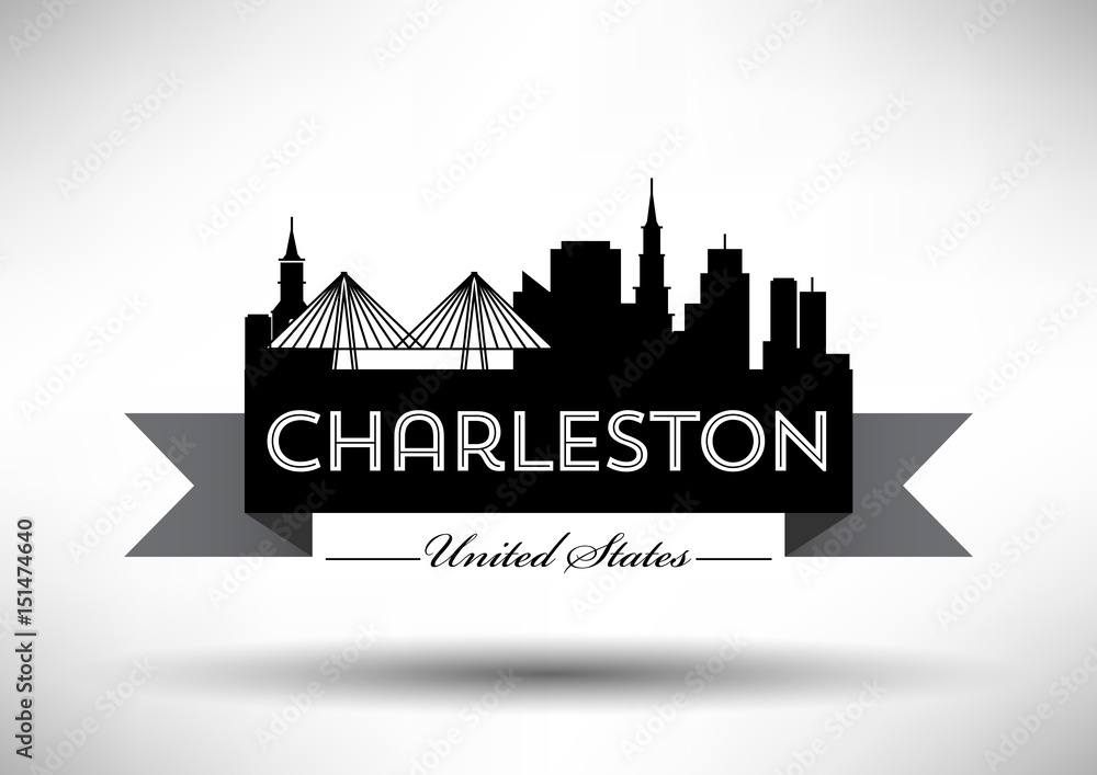 Vector Graphic Design of Charleston City Skyline