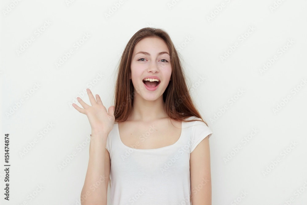 portrait of attractive caucasian smiling young woman portrait of attractive caucasian smiling young woman