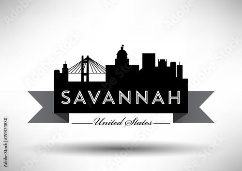 Vector Graphic Design of Savannah City Skyline