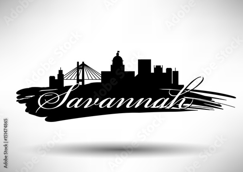 Vector Graphic Design of Savannah City Skyline