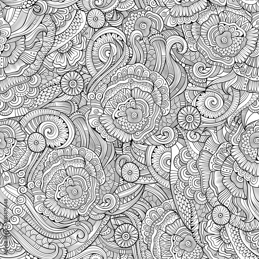Abstract vector hand drawn nature floral seamless pattern Abstract vector hand drawn nature floral seamless pattern