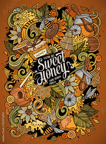 Cartoon cute doodles Honey illustration