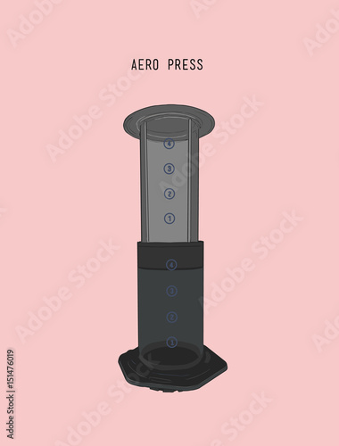 aero press coffee machine . sketch vector.